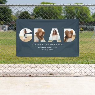 Moderne geometrische marineblauw multi-foto-afstud spandoek