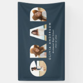 Moderne geometrische marineblauw multi-foto-afstud spandoek (Verticaal)