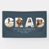 Moderne geometrische marineblauw multi-foto-afstud spandoek (Horizontaal)