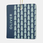 Moderne geometrische marineblauwe kerstboom grafis keramisch ornament (Links)