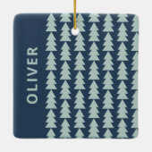 Moderne geometrische marineblauwe kerstboom grafis keramisch ornament (Achterkant)