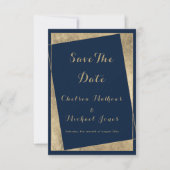 Moderne geometrische marineblauwfaux goud sparen d save the date (Voorkant)