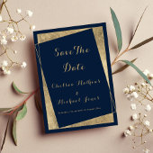 Moderne geometrische marineblauwfaux goud sparen d save the date
