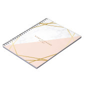 Moderne Geometrische marmer Gold LT roze spiraalfo Notitieboek (Linkerzijde)