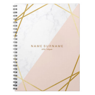 Moderne Geometrische marmer Gold LT roze spiraalfo Notitieboek