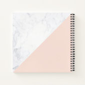 Moderne geometrische marmer Gold LT roze vierkant Notitieboek (Achterkant)