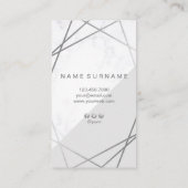 Moderne geometrische marmer & grijze afspraak vert visitekaartje (Achterkant)