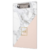 Moderne geometrische marmer/roze monogram Logo Klembord (Links)