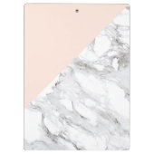 Moderne geometrische marmer/roze monogram Logo Klembord (Achterkant)