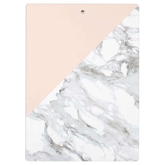 Moderne geometrische marmer/roze monogram Logo Klembord (Achterkant)