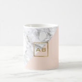 Moderne geometrische marmer/roze monogram Logo Koffiemok (Center)