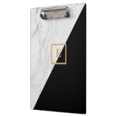 Moderne geometrische marmer/zwart monogram klembord (Links)