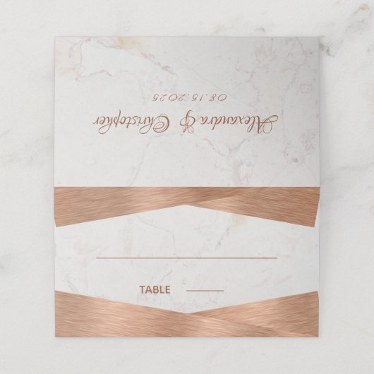 Moderne geometrische marmeren koper kalligrafie br plaatskaartje (Buitenkant ongevouwen)
