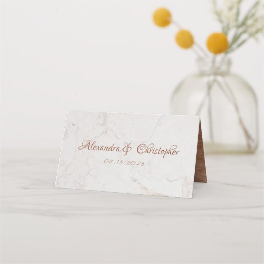 Moderne geometrische marmeren koper kalligrafie br plaatskaartje (Achterkant)