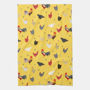 Moderne Geometrische memphis stijl Chicken Boerder Theedoek