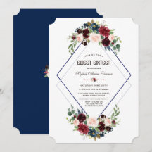 Moderne Geometrische Merlot Navy Blau Bloemige Swe