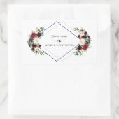 Moderne Geometrische Merlot Navy Blauwe Bloemige T Rechthoekige Sticker (Tas)