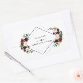 Moderne Geometrische Merlot Navy Blauwe Bloemige T Rechthoekige Sticker (Envelop)