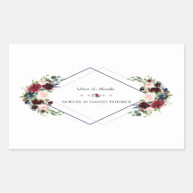 Moderne Geometrische Merlot Navy Blauwe Bloemige T