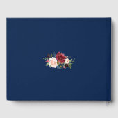 Moderne geometrische Merlot-navyblauwe bloemige br Gastenboek (Achterkant)