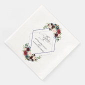 Moderne geometrische Merlot-navyblauwe bloemige br Servet (Hoek)