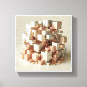 Moderne geometrische metalen kubussen - 3D roze go Canvas Afdruk