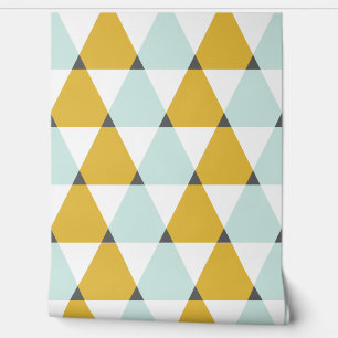 Moderne Geometrische Mint Yellow Triangles Patroon Behang