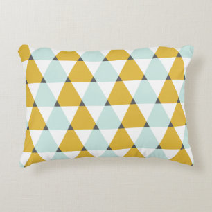 Moderne Geometrische Mint Yellow Triangles Patroon Decoratief Kussen
