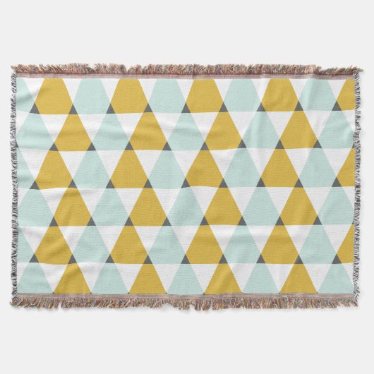 Moderne Geometrische Mint Yellow Triangles Patroon Deken (Voorkant)