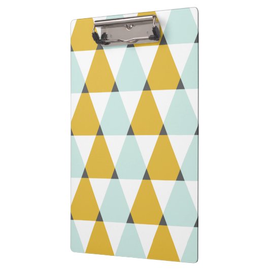 Moderne Geometrische Mint Yellow Triangles Patroon Klembord (Links)