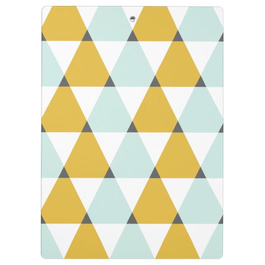 Moderne Geometrische Mint Yellow Triangles Patroon Klembord (Achterkant)