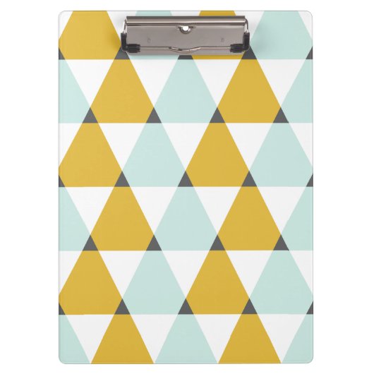 Moderne Geometrische Mint Yellow Triangles Patroon Klembord (Voorkant)