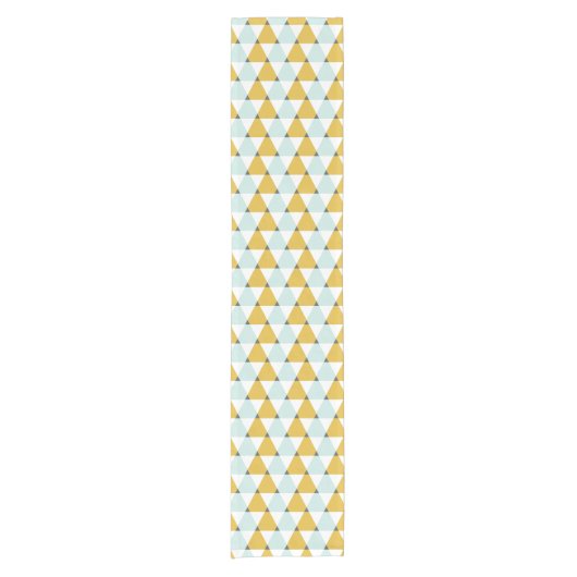 Moderne Geometrische Mint Yellow Triangles Patroon Korte Tafelloper (Voorkant)