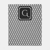 Moderne Geometrische Monogram Zwart Wit Fleece Deken (Voorkant)