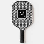 Moderne Geometrische Monogram Zwart Wit Pickleball Paddle (Voorkant)