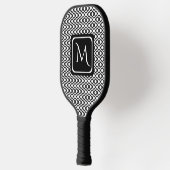 Moderne Geometrische Monogram Zwart Wit Pickleball Paddle (Links)