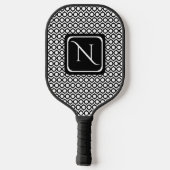 Moderne Geometrische Monogram Zwart Wit Pickleball Paddle (Achterkant)