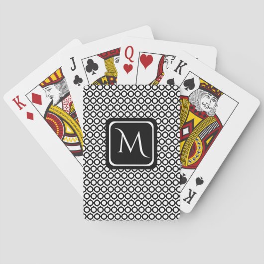 Moderne Geometrische Monogram Zwart Wit Pokerkaarten (Achterkant)