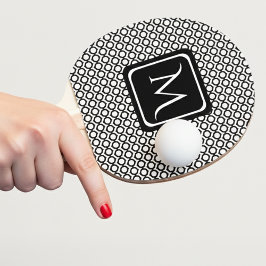 Moderne Geometrische Monogram Zwart Wit Tafeltennisbatje