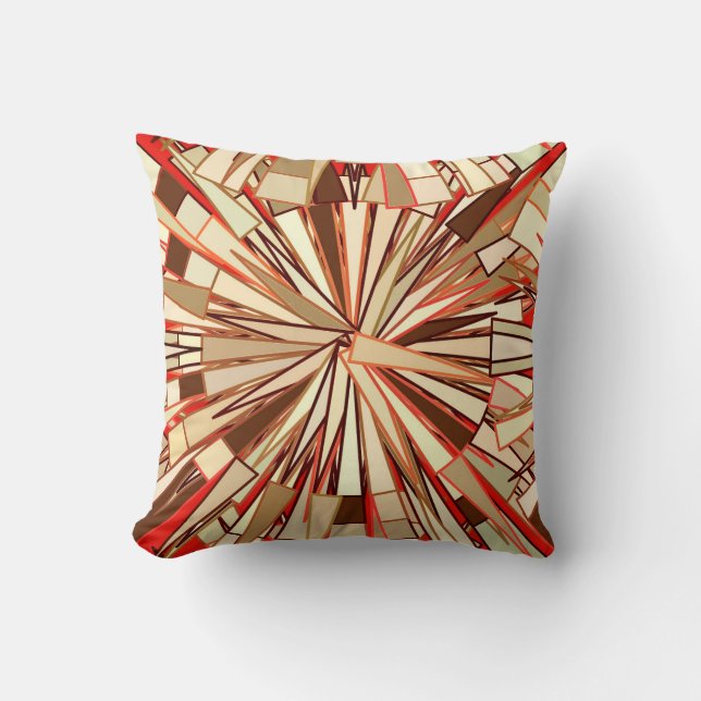 Moderne geometrische mozaïek, bruin en beige kussen (Voorkant)