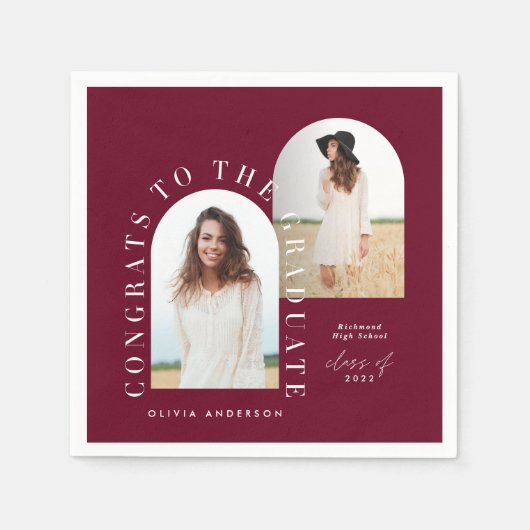 Moderne geometrische multi-foto afstuderen napki servet (Voorkant)