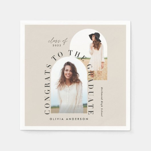 Moderne geometrische multi foto boog afstuderen servet (Voorkant)