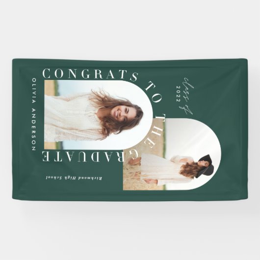 Moderne geometrische multi-foto boogbanne afstuder spandoek (Horizontaal)