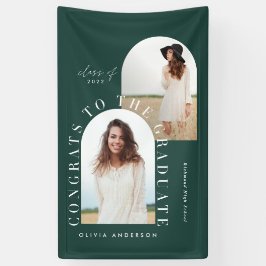 Moderne geometrische multi-foto boogbanne afstuder spandoek (Verticaal)