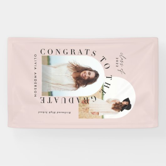 Moderne geometrische multi-foto boogbanne afstuder spandoek (Horizontaal)