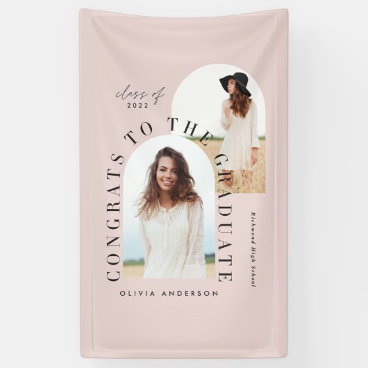 Moderne geometrische multi-foto boogbanne afstuder spandoek (Verticaal)