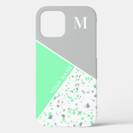 Moderne Geometrische Munt Green Grey Terrazzo Mono Case-Mate iPhone Case