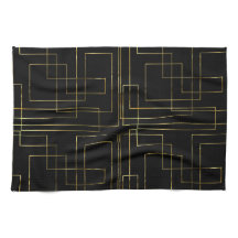 Moderne geometrische namaak gouden labyrint op zwa