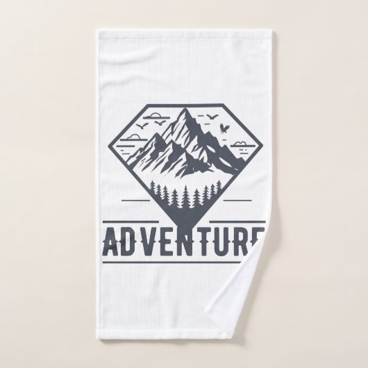 Moderne Geometrische Natuur bergen avontuur Handdoek (Handdoek)