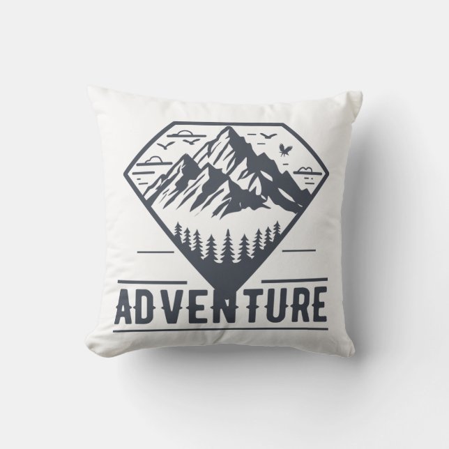 Moderne Geometrische Natuur bergen avontuur Kussen (Voorkant)